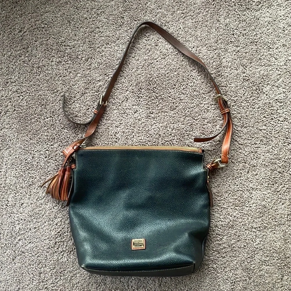Dooney and Burke cross shoulder bag. Gently used. Black with brown leather strap - Picture 2 of 2